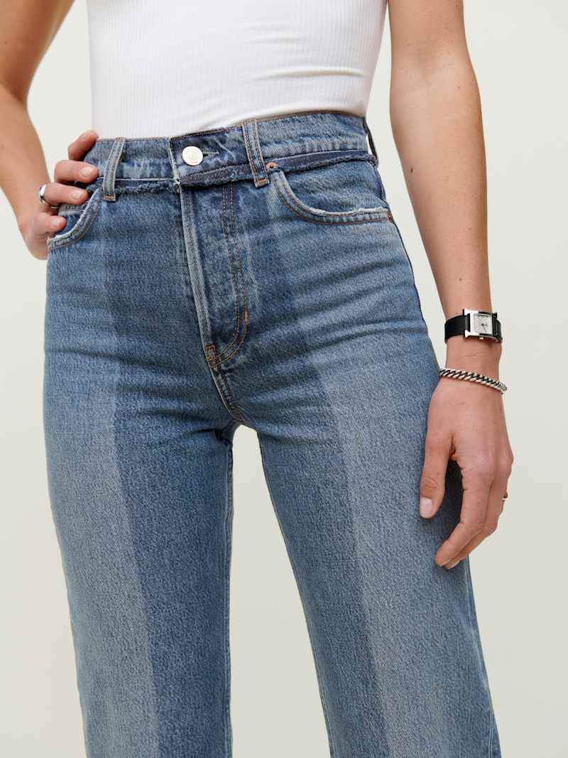 Reconstructed High Rise Straight Jeans