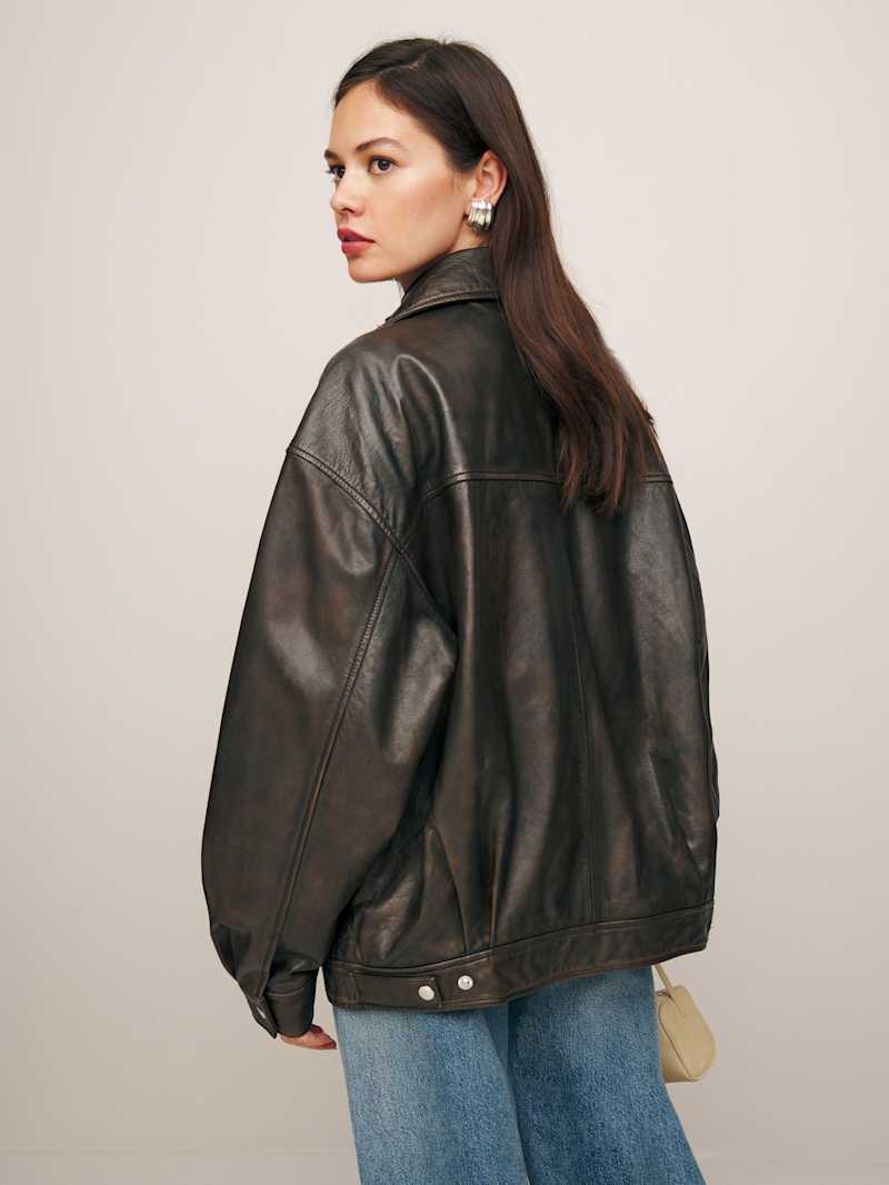 Veda Marco Leather Oversized Bomber