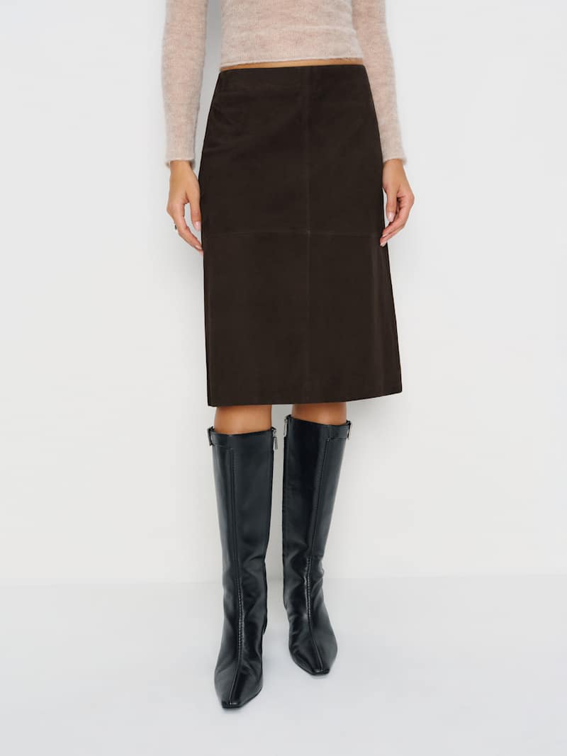 Veda Barrow Leather Low Waist Skirt