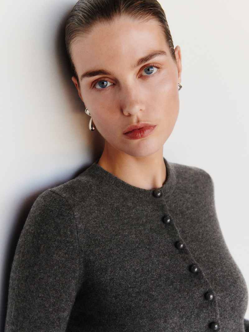 Caspia Cashmere Cropped Cardigan