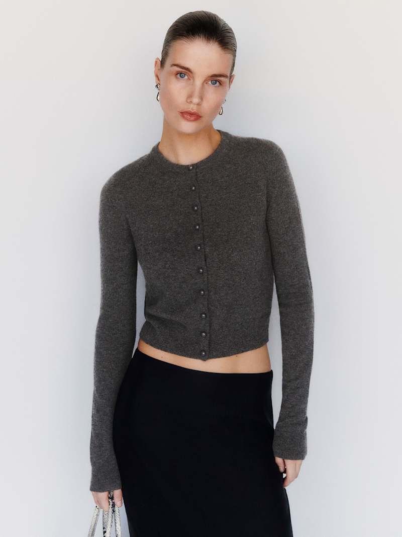 Caspia Cashmere Cropped Cardigan