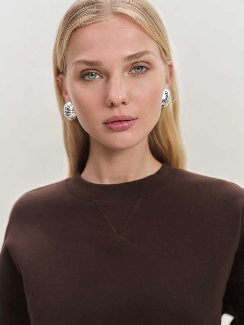 Grace Cropped Vintage Oversized Crewneck Sweatshirt