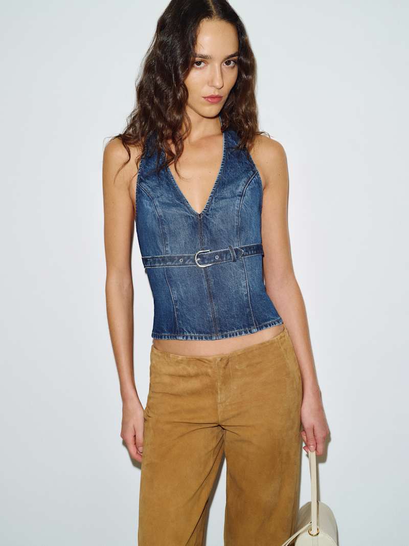 Randy Denim Halter Top