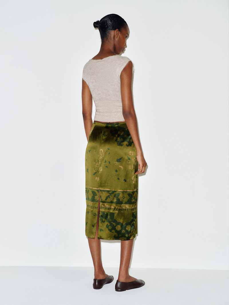 Helen Low Waist Silk Midi Skirt