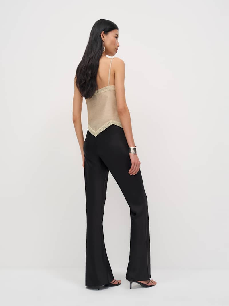 Gale Satin Mid Rise Long Pant