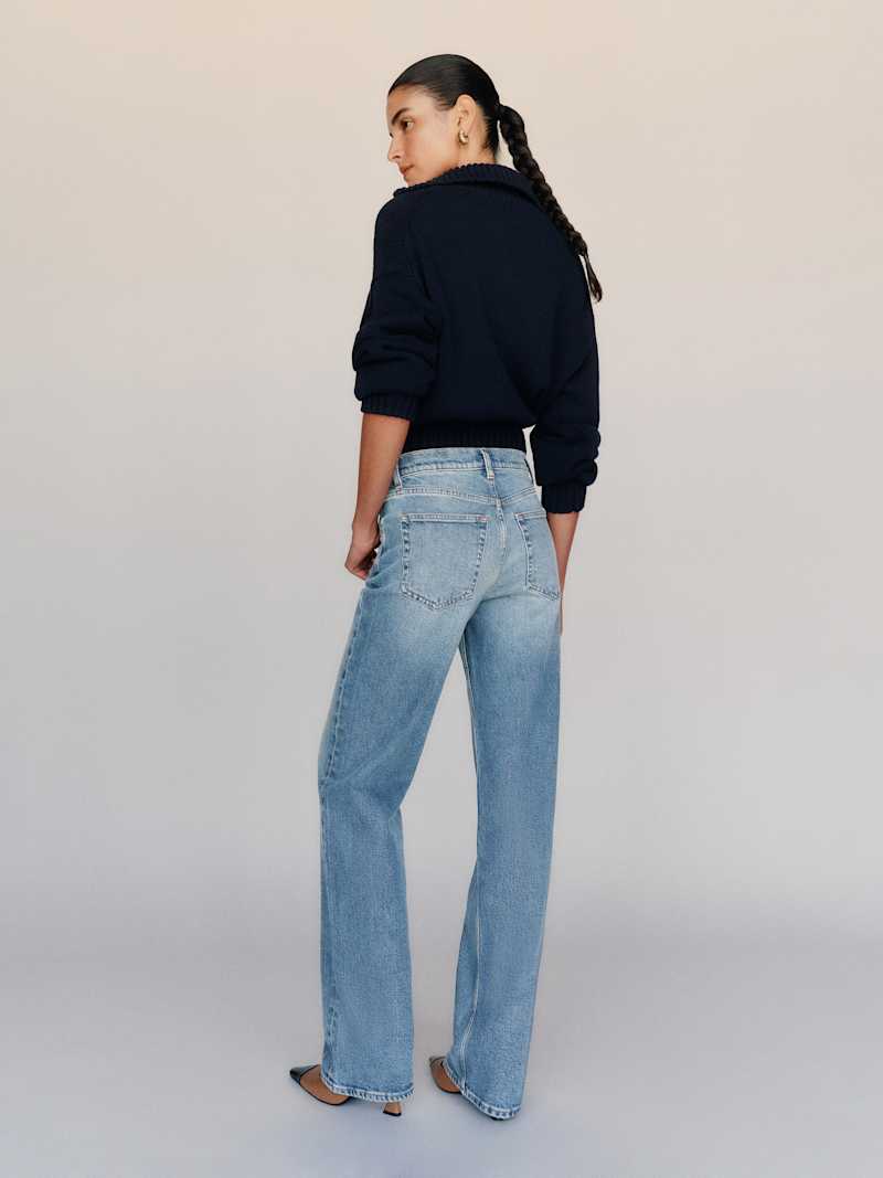 Miles Stretch Mid Rise Straight Leg Jeans