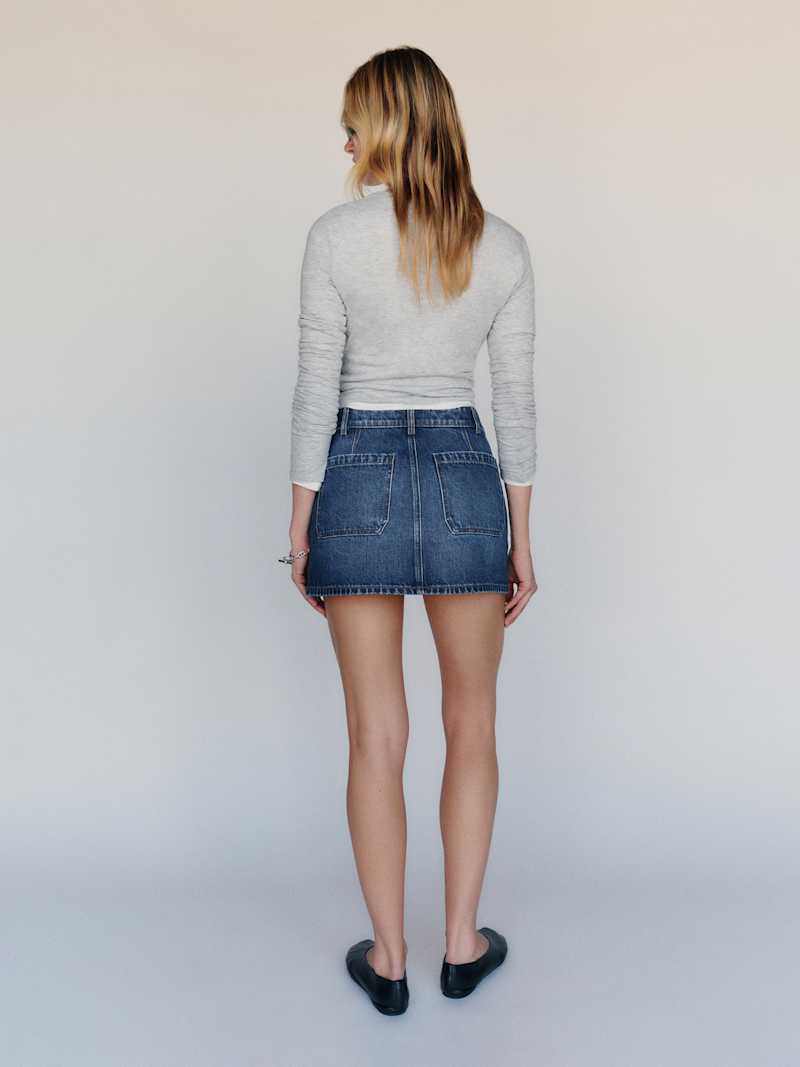 Cristina Stretch Mid Rise Denim Skirt