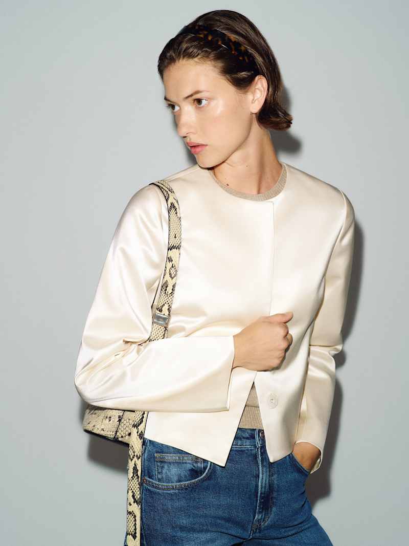 Stella Cropped Satin Jacket