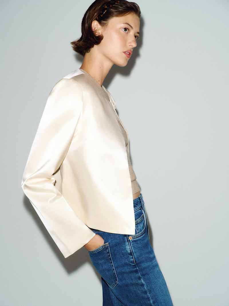 Stella Cropped Satin Jacket