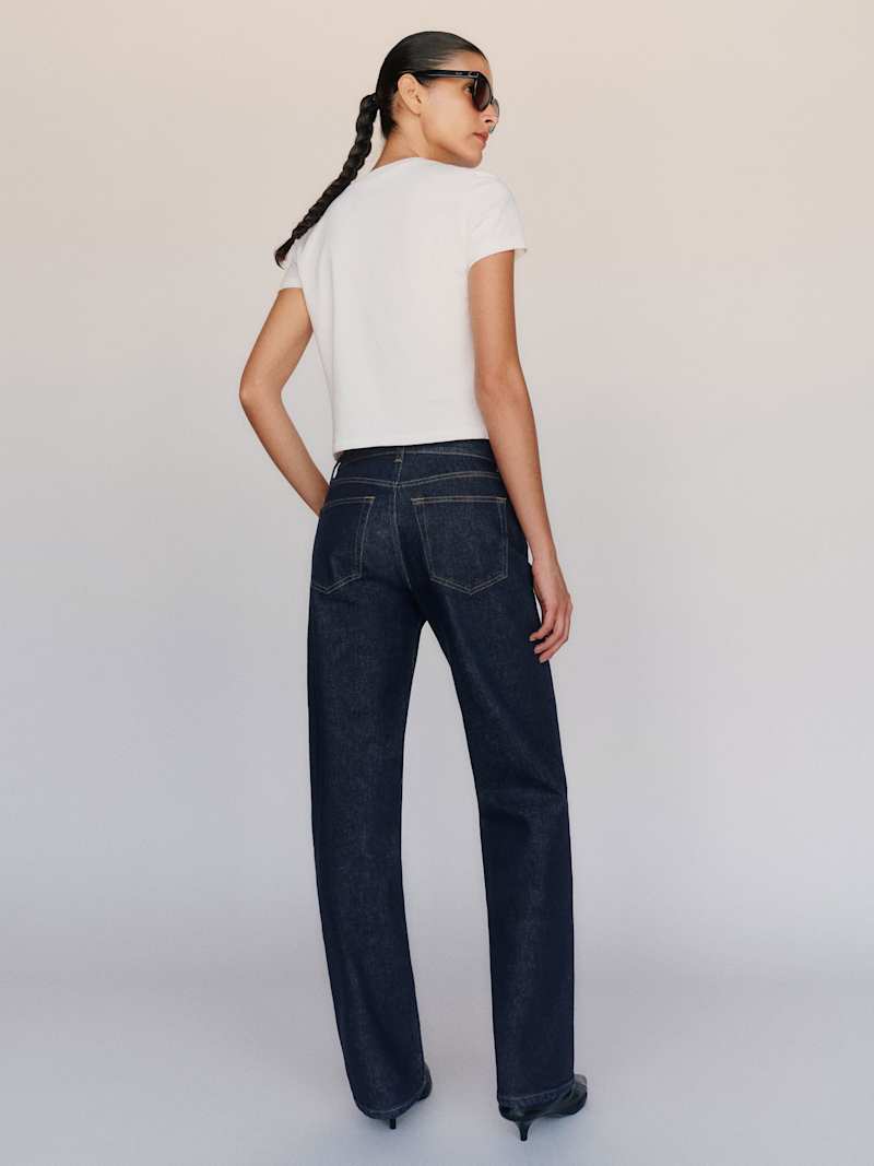 Miles Stretch Mid Rise Straight Short Leg Jeans