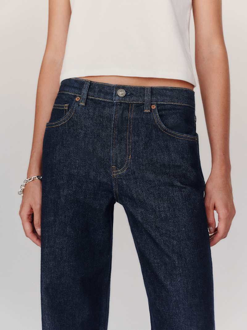 Miles Stretch Mid Rise Straight Short Leg Jeans
