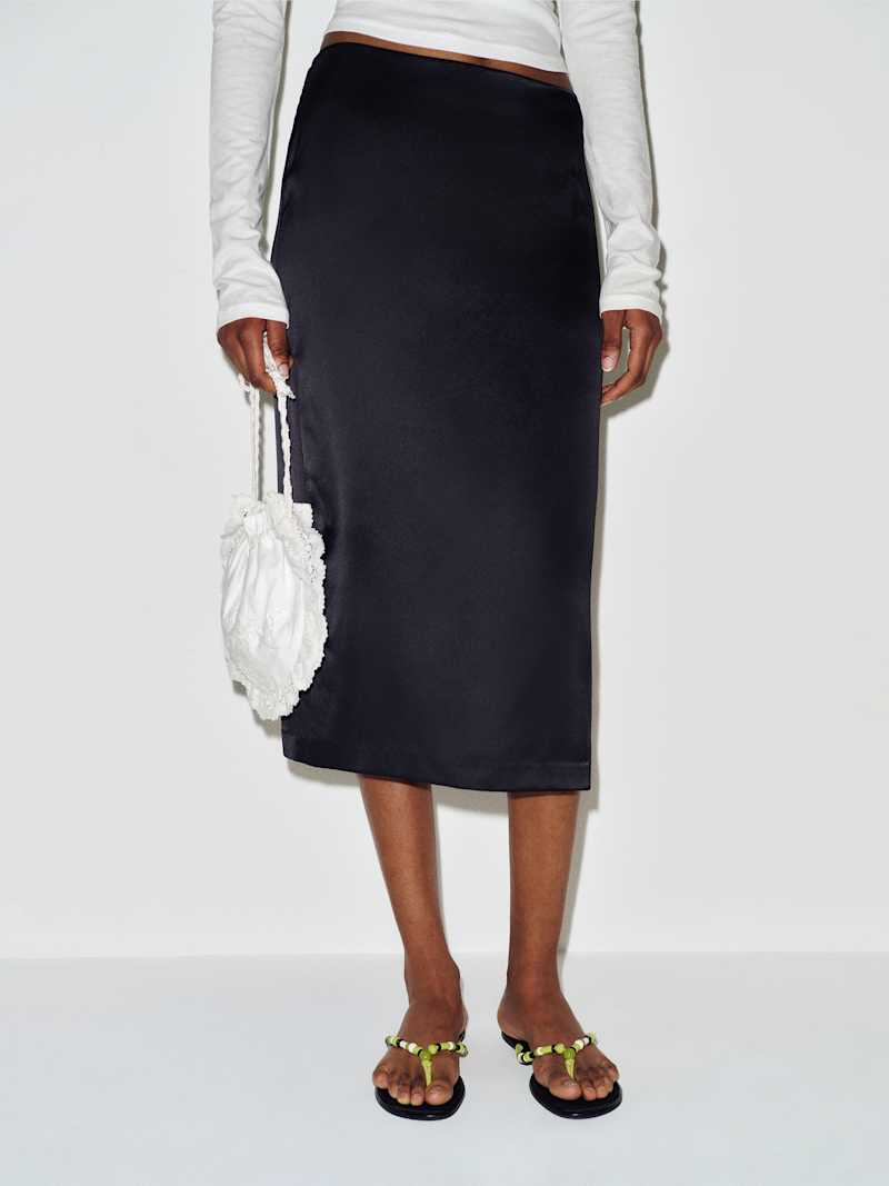 Petites Helen Low Waist Silk Midi Skirt