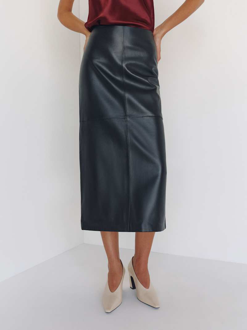 Petites Veda Cole Low Waist Leather Maxi Skirt