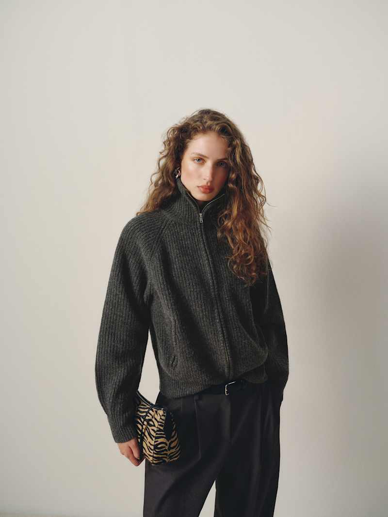 Joann Regen Wool Zip Sweater Jacket