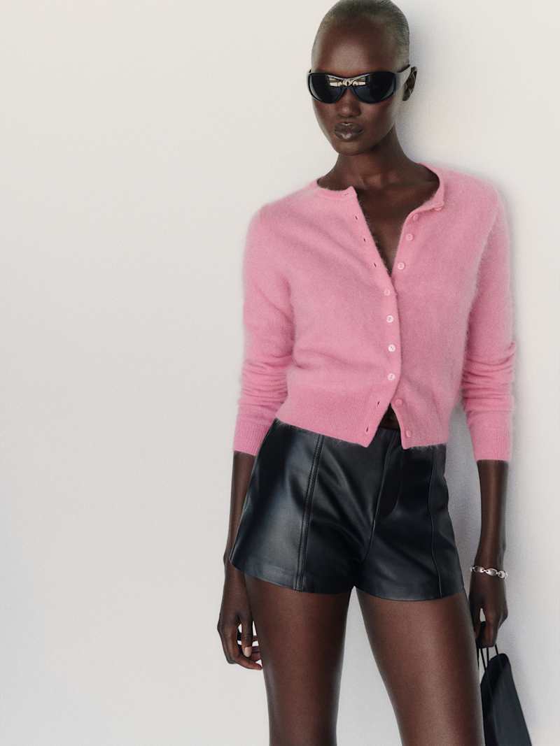 Caspia Brushed Cashmere Cropped Cardigan