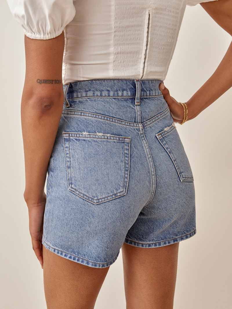 Amy Button Fly High Rise Jean Shorts